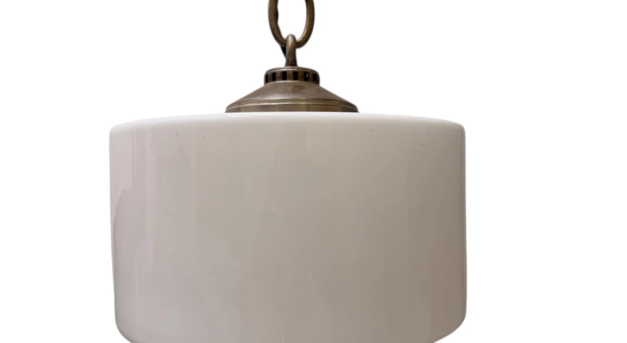 Art Deco Pendant Lamp with Original Milk Glass Shade, 1930s